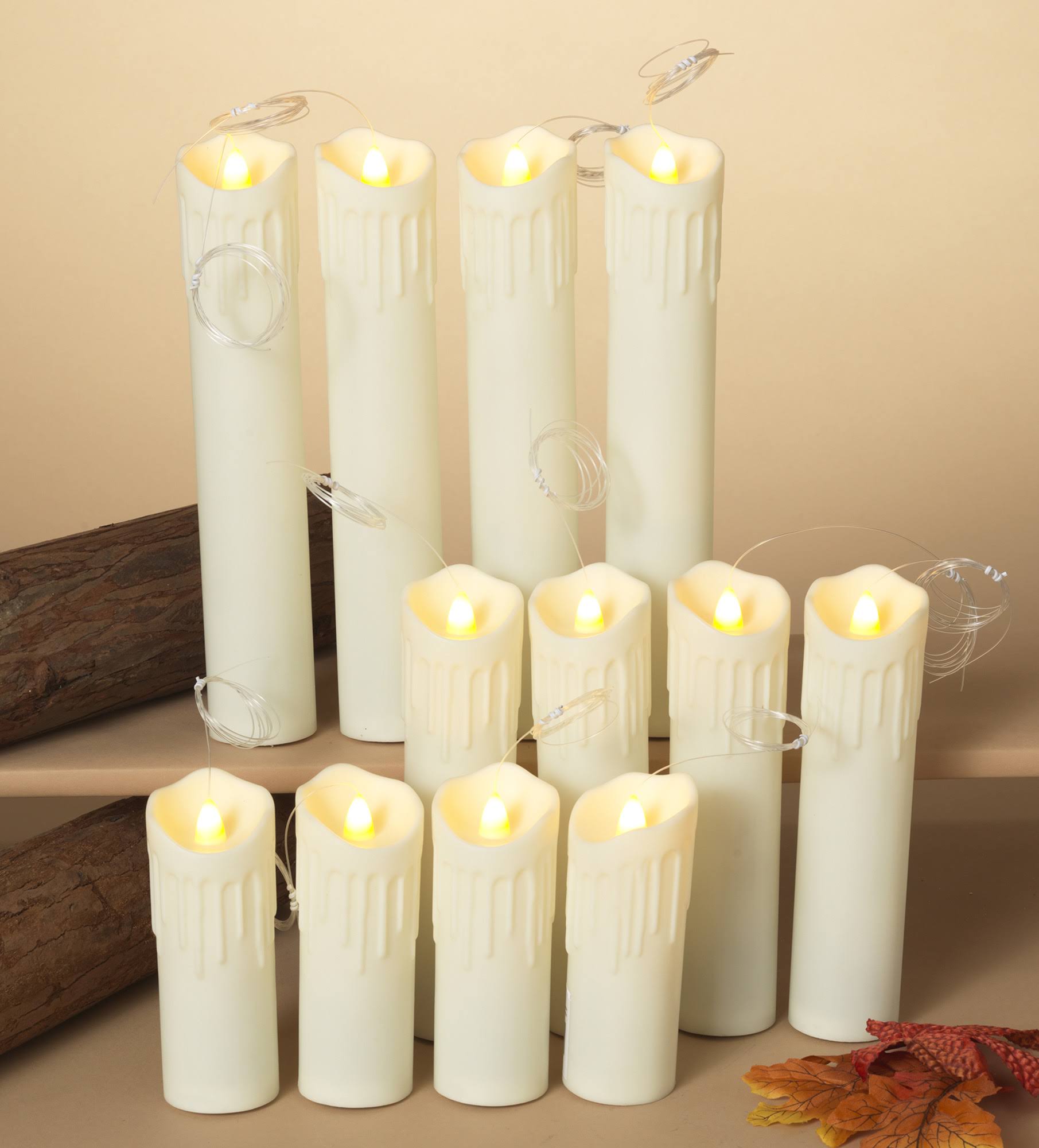 Set of 12 Battery Operated Floating Hanging Candles D777