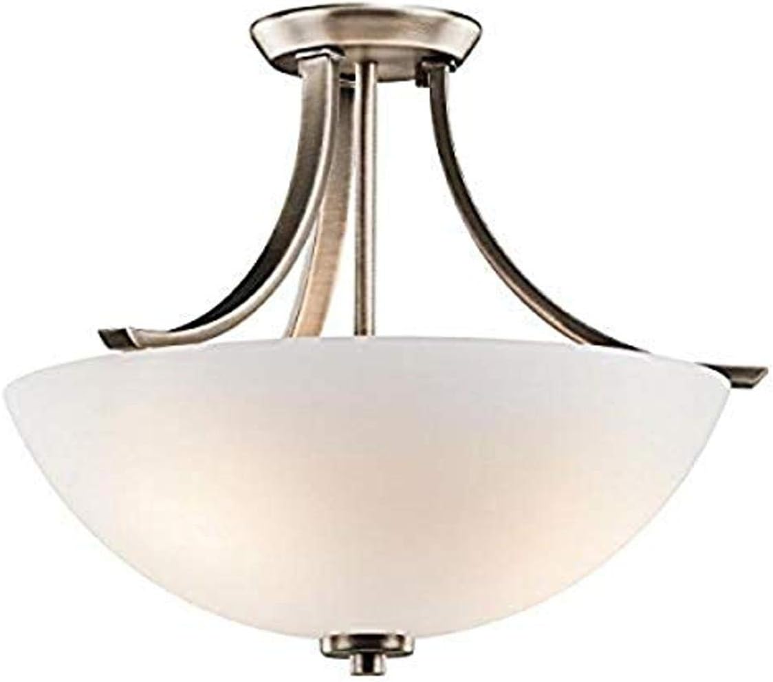 Brushed Pewter 3 Light Semi Flush with Opal Glass O610