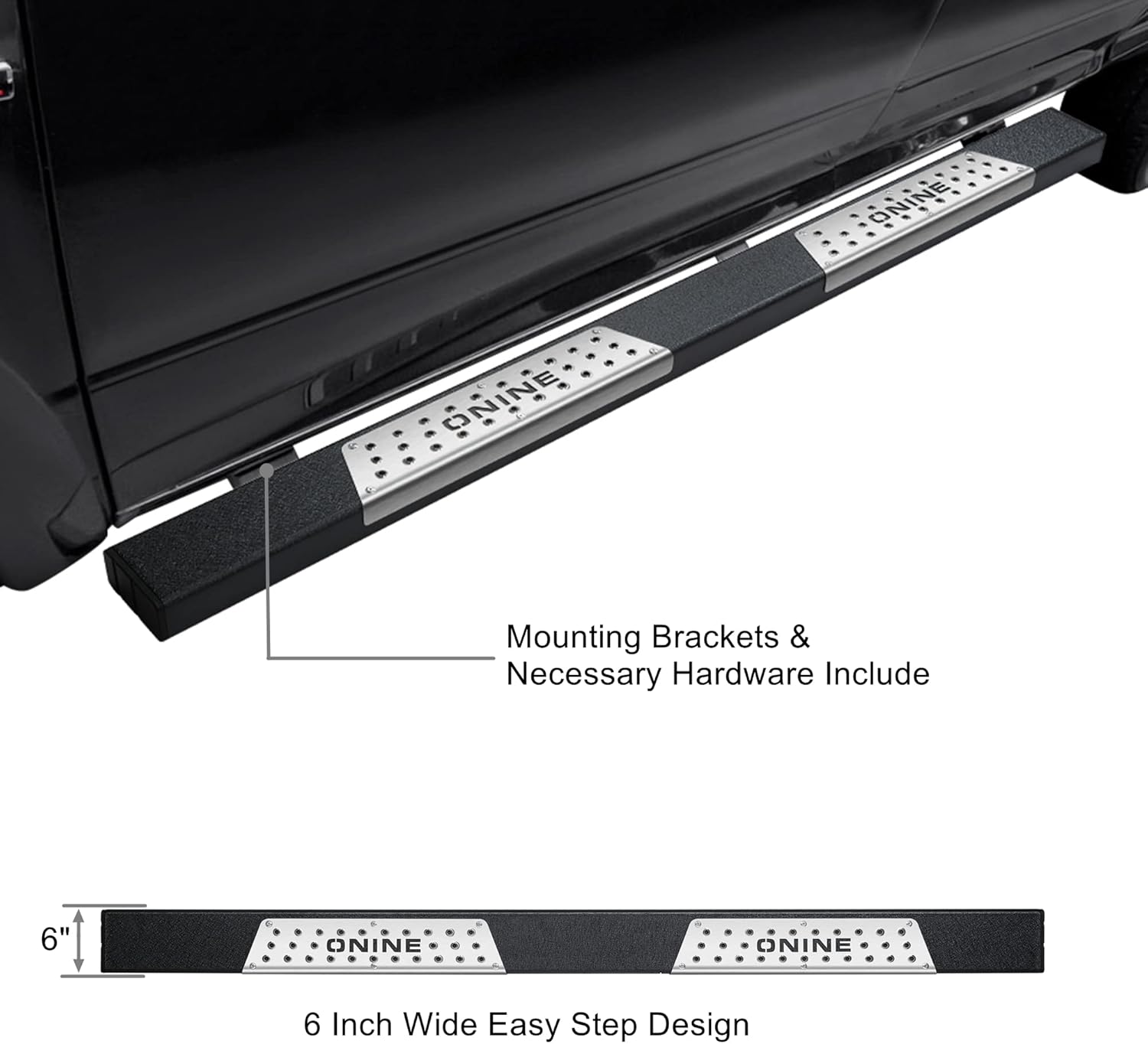 6" Running Boards Side Step Nerf Bar Texture Black Z429