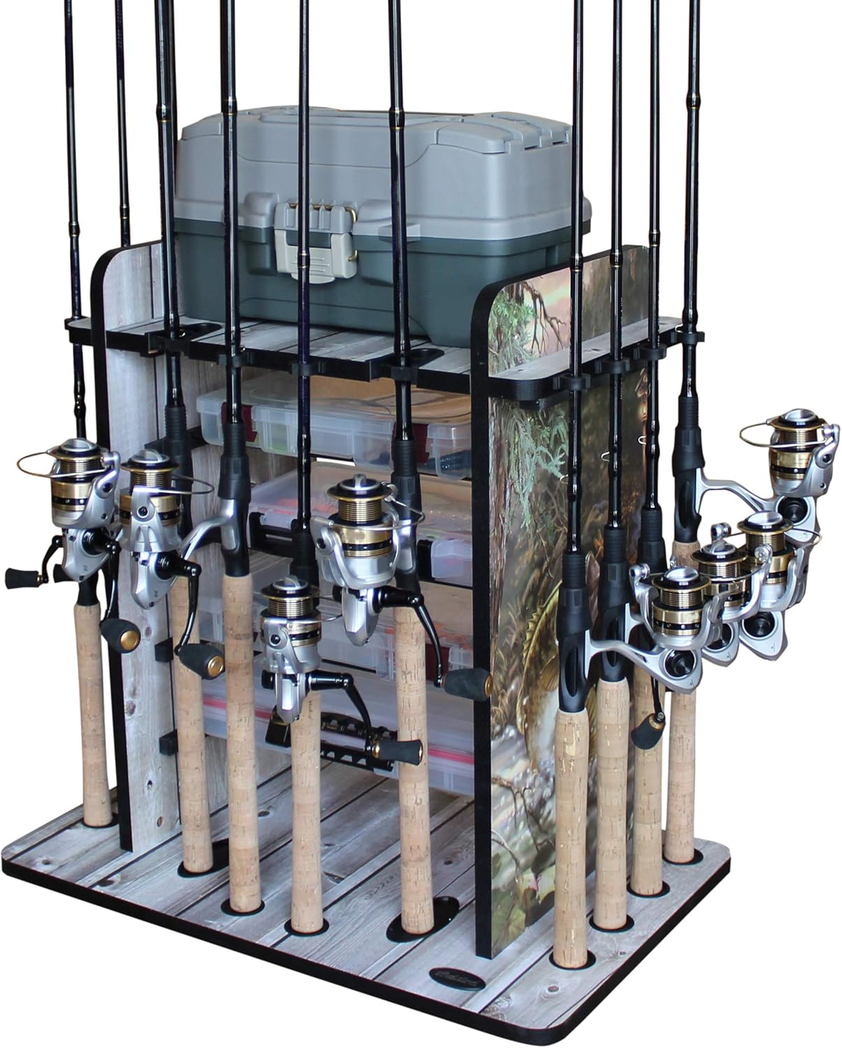 14 Fishing Rod Rack with 4 Utility Box Storage Capacity & Dual Rod Clips, Pack of 2 E39568
