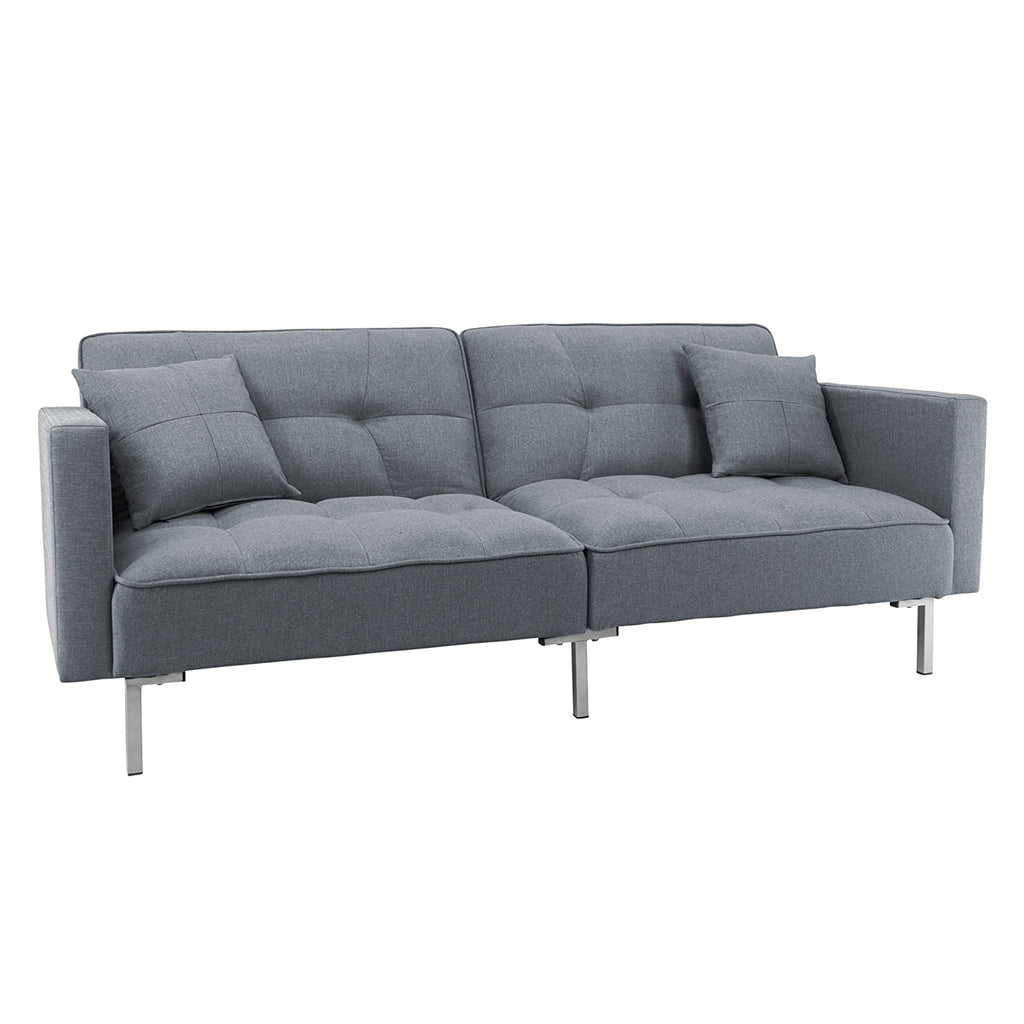 Dark Gray Linen Convertible Folding Futon Sofa Bed V712