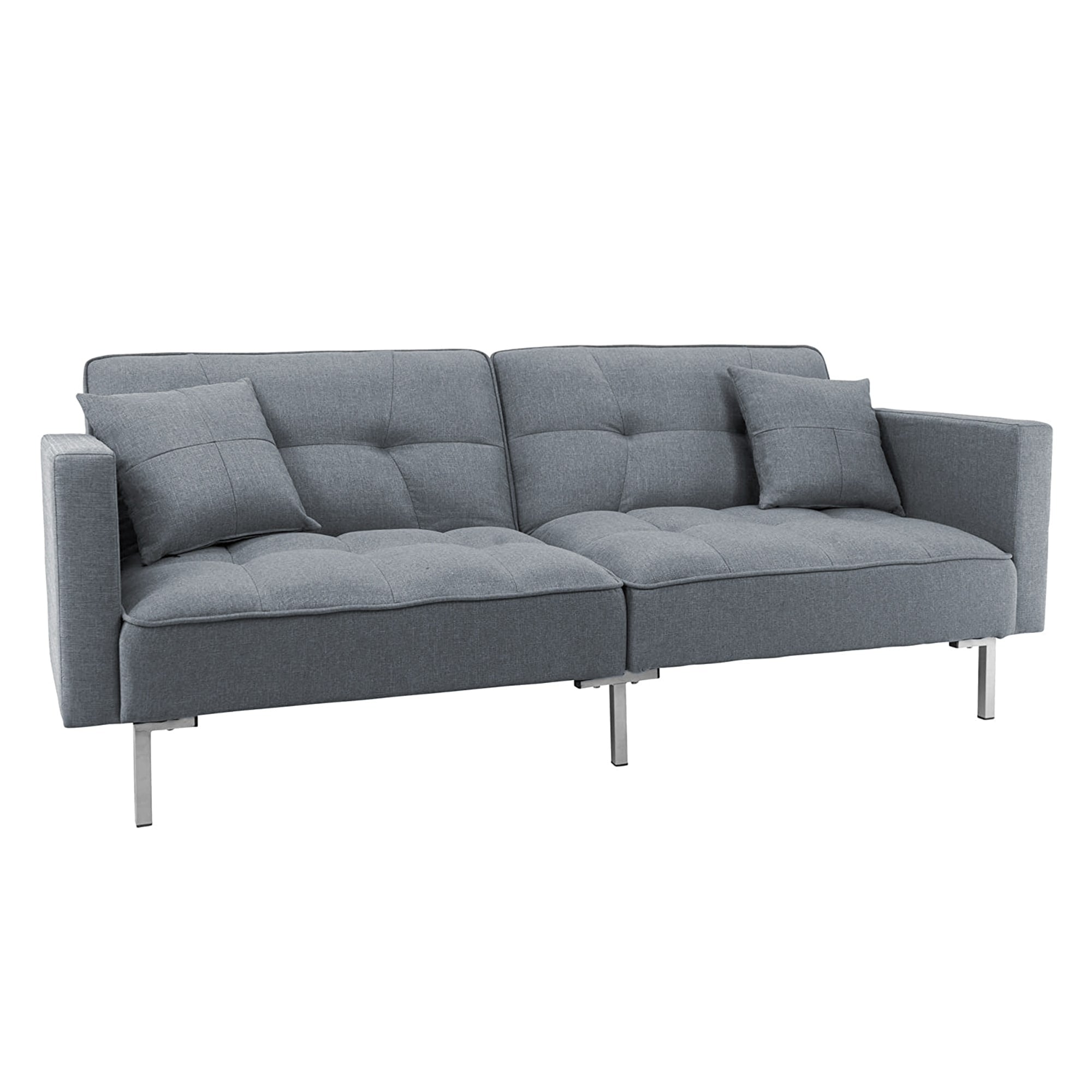 Dark Gray Linen Convertible Folding Futon Sofa Bed V712