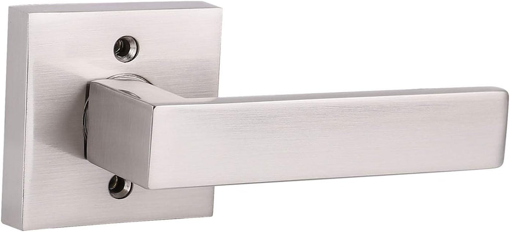 5 Pack Satin Nickel Square Door Levers with Privacy Lock E788709