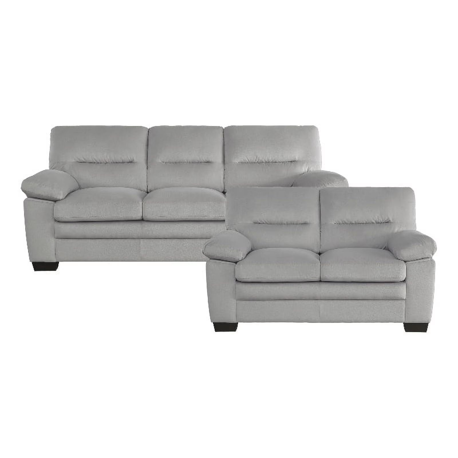 Textured Fabric 2-Piece Upholstered Sofa Set in Gray N31376