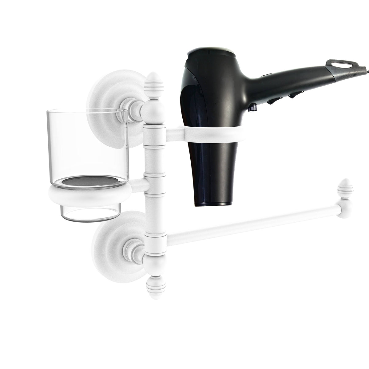 Matte White Hair Dryer Holder and Organizer V335025