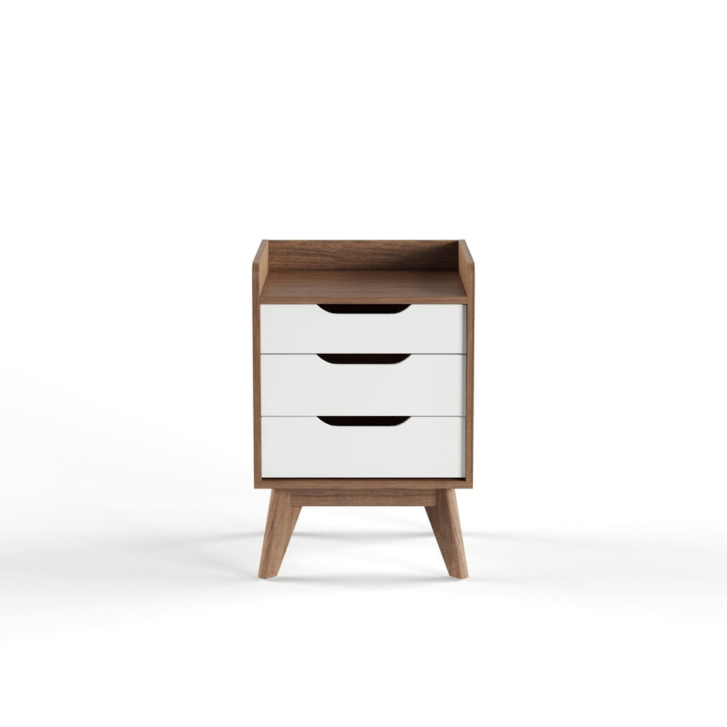 White and Walnut 3-Drawer Nightstand I495543