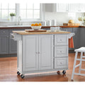 3-Drawer Drop Leaf Kitchen Cart Light Grey Z615