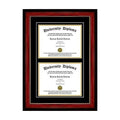 Double Diploma Frame with Double Matting for 17x22 x 14x22 Tall Diploma with Mahogany with Gold Lip 2x22 Frame G938875