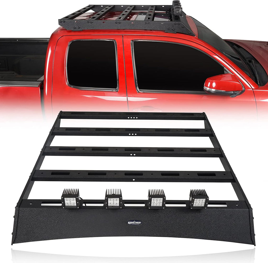 Roof Rack Cargo Carrier Crossbars Basket with LED Lights for Toyota Tacoma 05-22 Access Cab 2nd 3rd Gen Pickup Truck L931