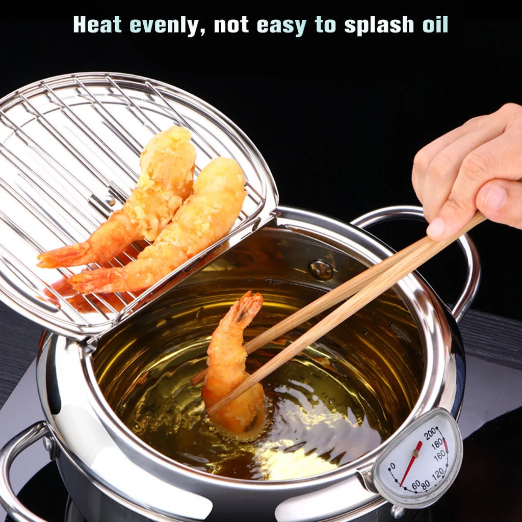 Stainless Steel Deep Fryer Pot with Oil Drip Drainer Rack P75475