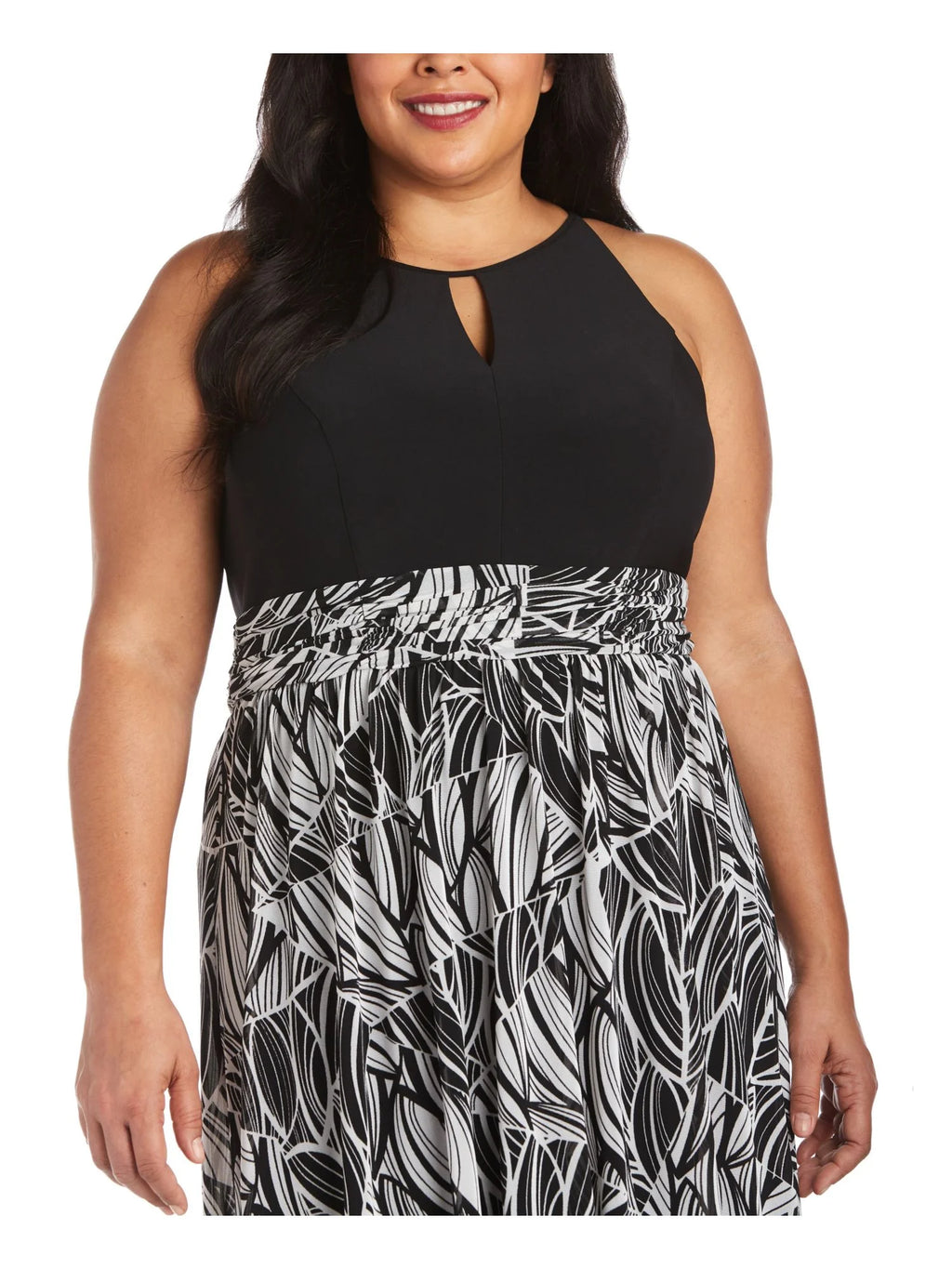 Black Printed Sleeveless Keyhole Maxi Dress Plus 16W I6309