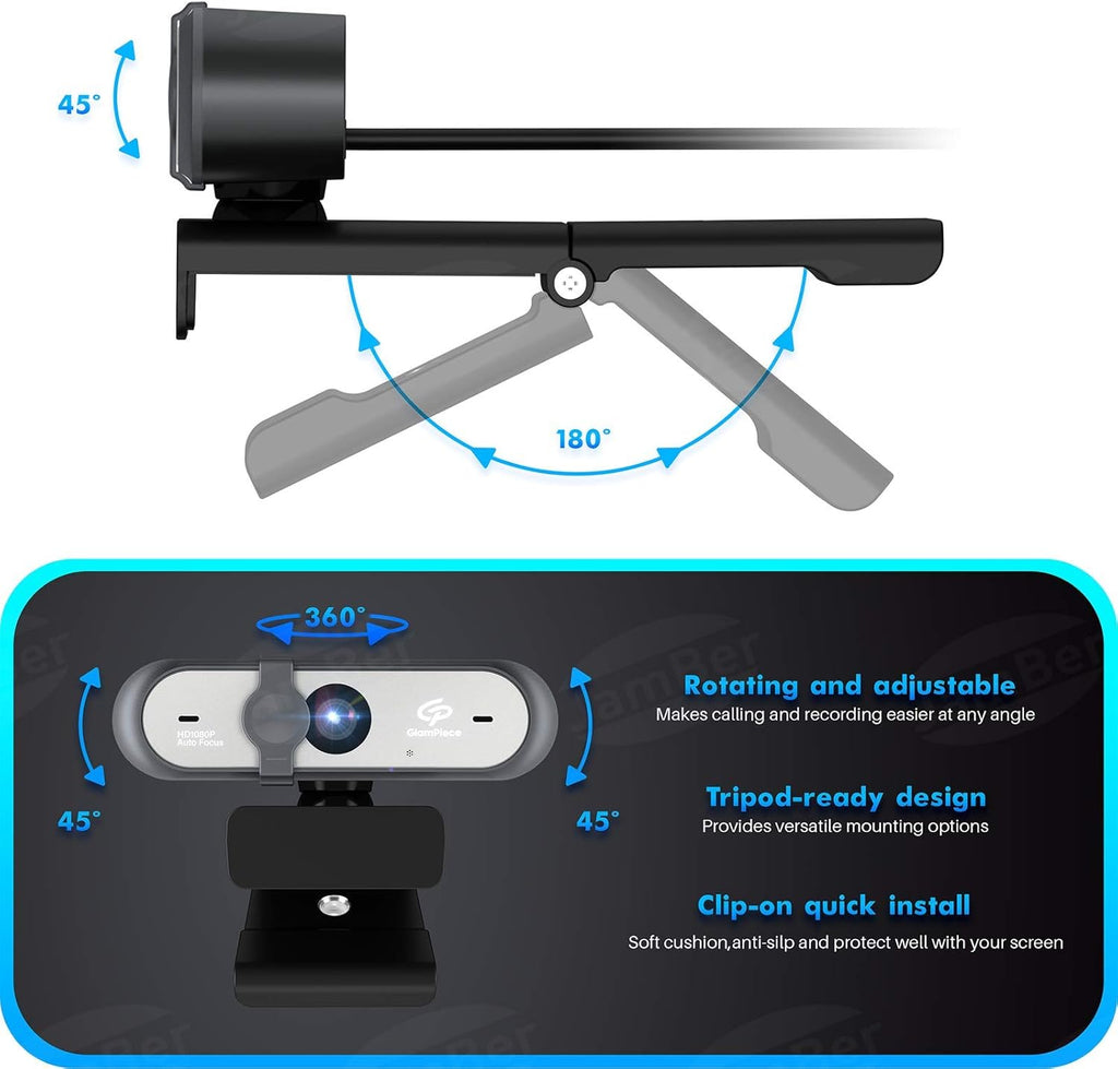 HD Webcam Autofocus 1080p with Stereo Microphone USB Webcam Pack of 2 R517175