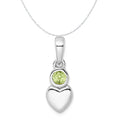 Sterling Silver Rhodium-Plated Peridot Heart Charm Pendant with Cable Chain Necklace 18'' O648