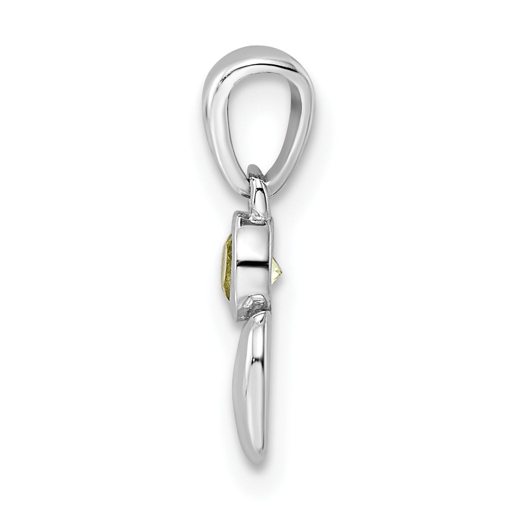Sterling Silver Rhodium-Plated Peridot Heart Charm Pendant with Cable Chain Necklace 18'' O648