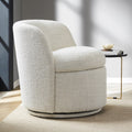 White Boucle Swivel Accent Chair O6876