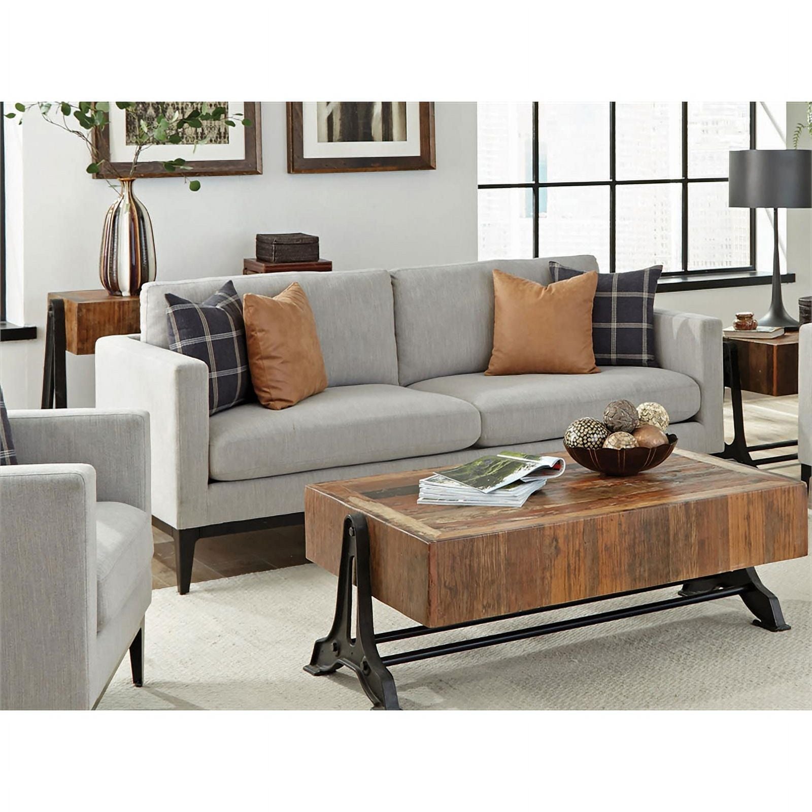 Light Gray Upholstered Fabric Sofa E307