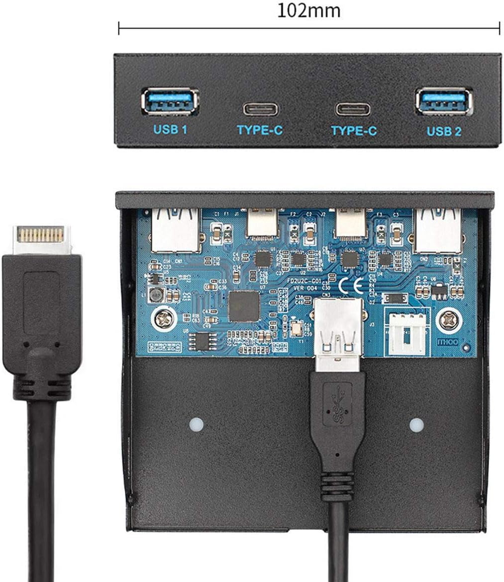 USB 3.1 Front Panel Header to USB-C & USB 3.0 HUB 4 Ports Motherboard Cable G912