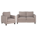 Beige Fabric Loveseat Sofa and Accent Chair Set - 2pcs D72453