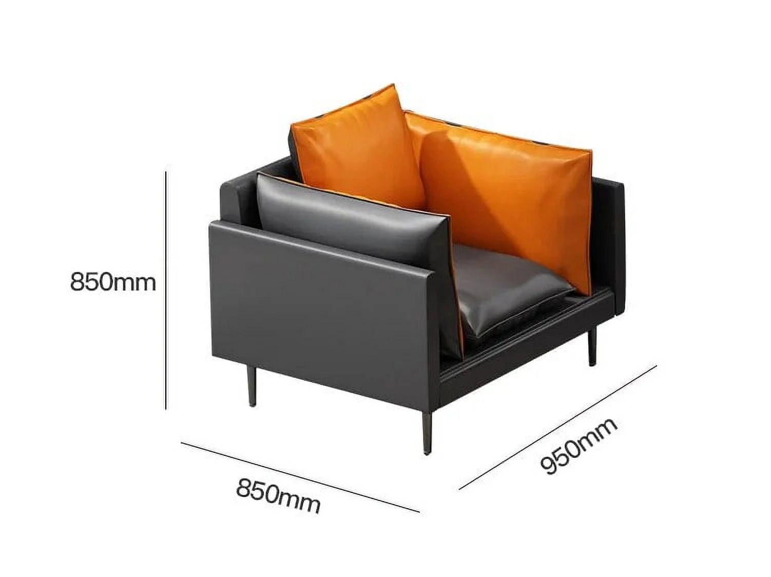 Leather Office Sofa Three Person Tea Table Combination Suit D6579