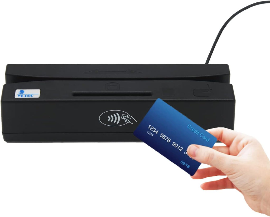 USB 4 in 1 Magnetic Card Reader with EMV Chip, PSAM, NFC Card Reader Writer F1020
