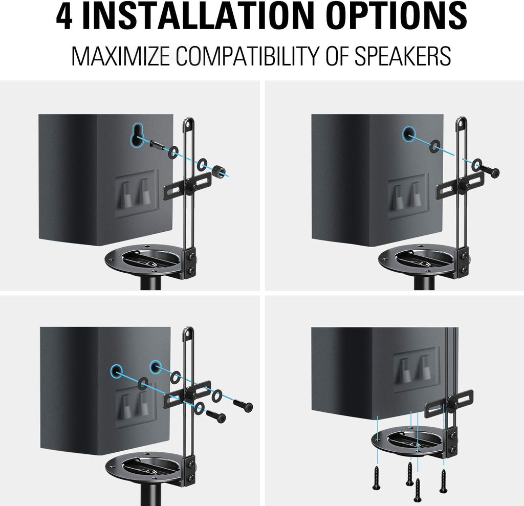 Height Adjustable Speaker Stands, One Pair Floor Stands, 11 lbs Capacity, 35.5-48" Height Adjustment, Pack of 2 K7915