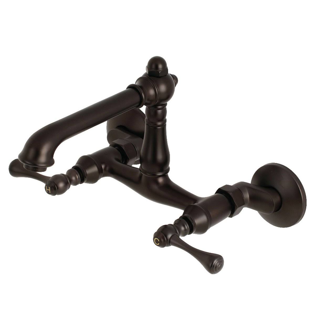 Polished Nickel Adjustable Center Wall Mount Kitchen Faucet G136022