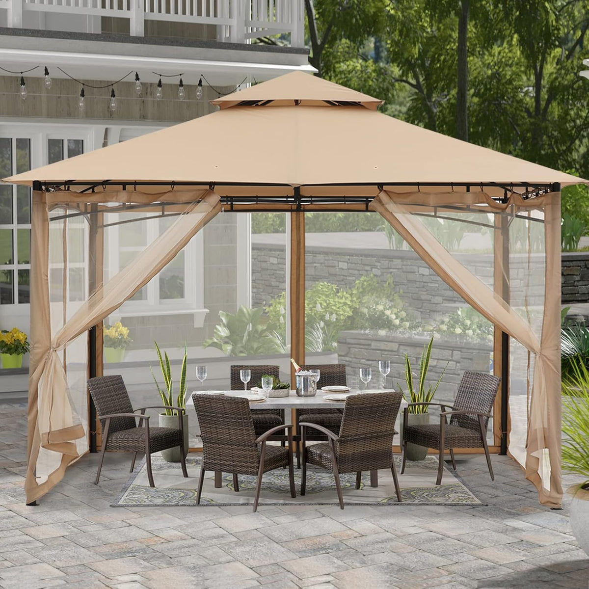 Navy Blue 10x10 Gazebo with Netting C95112
