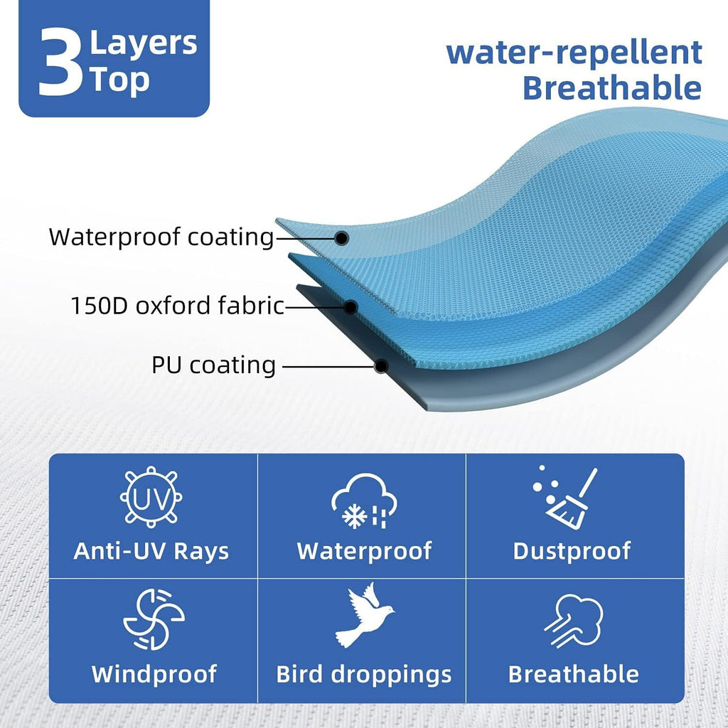 3 Layers Polypropylene Pop Up Camper Cover Fits 8' - 10' Trailers, Grey Y7174