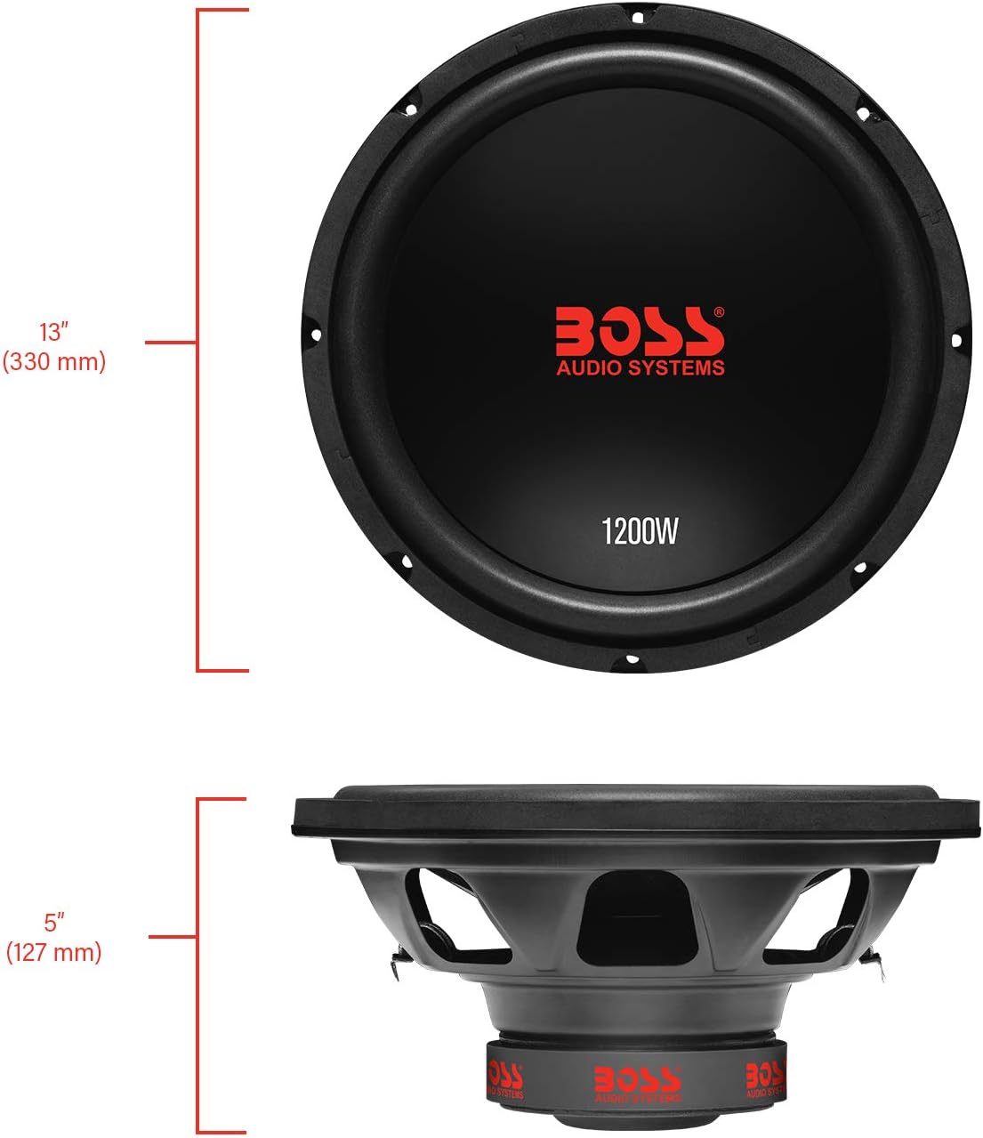 12 Inch Car Subwoofer, 1200 Watts, Dual 4 Ohm Voice Coil, Pack of 2 B7629