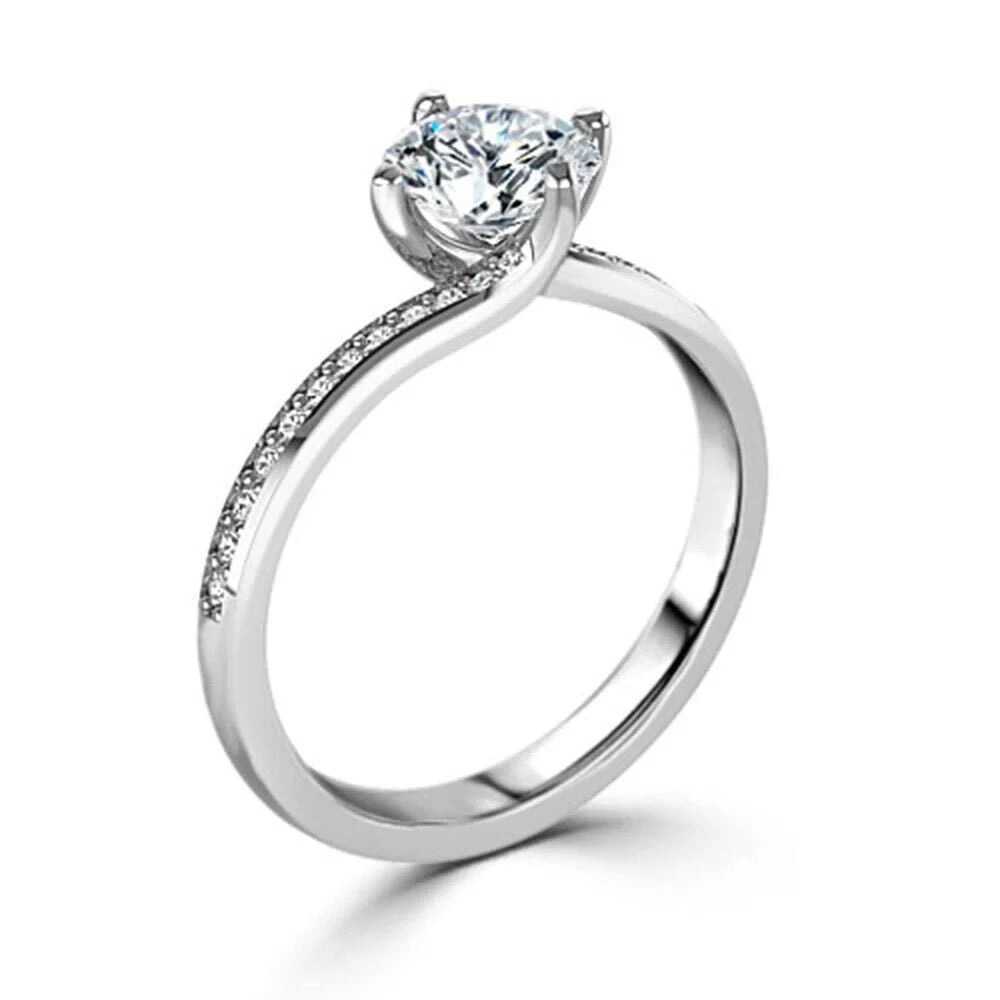 18K White Gold Plated Moissanite Engagement Ring O5180