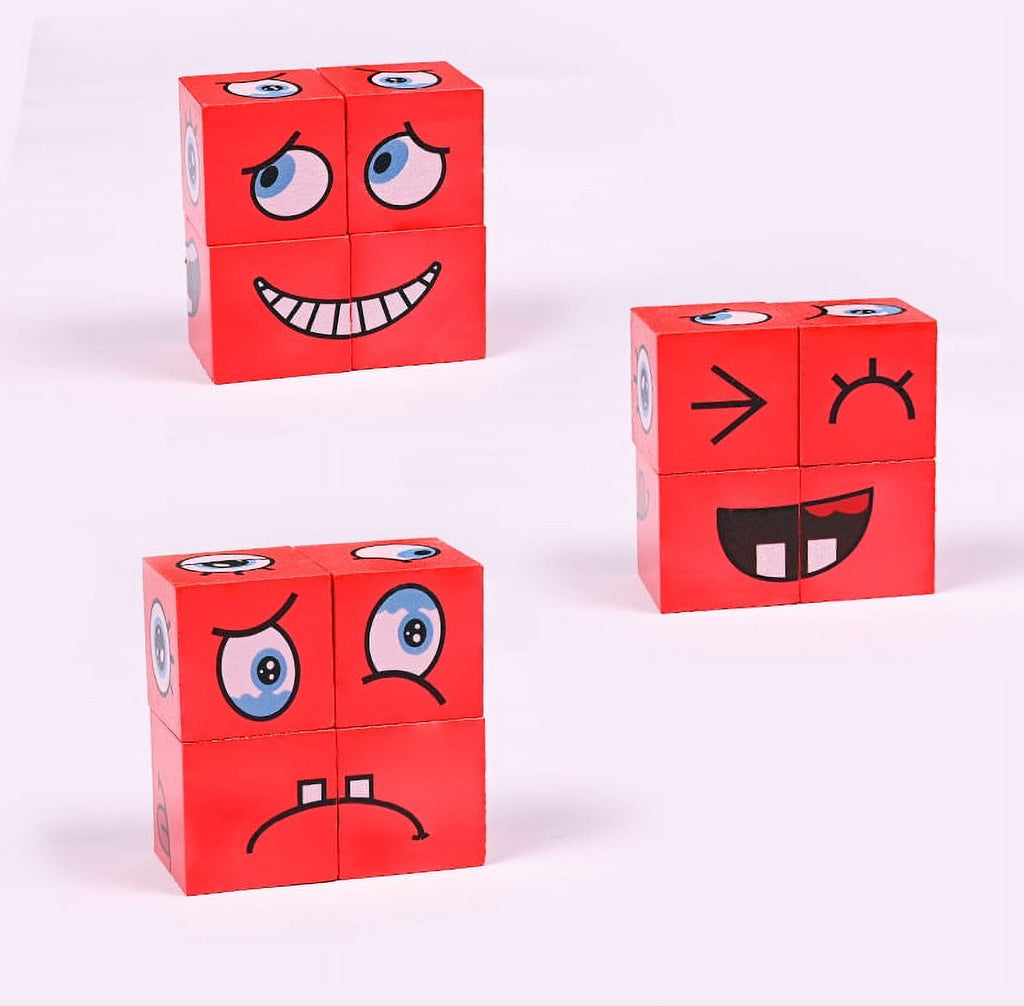 Wood Puzzle Montessori Expression Building Blocks Board Game I190