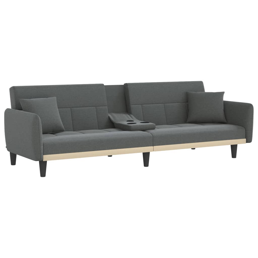 Dark Gray Fabric Sofa Bed with Cup Holders B5784