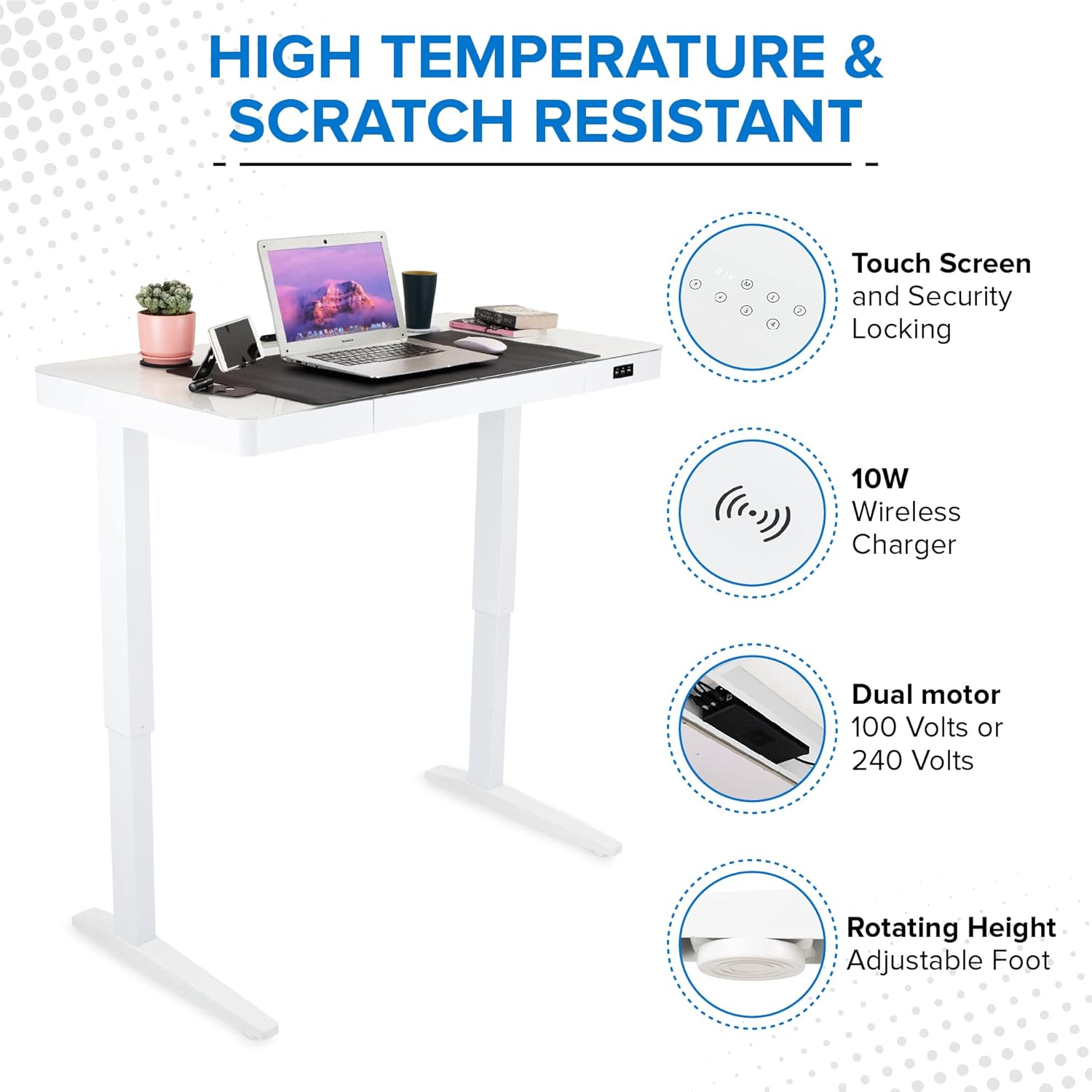 Electric Standing Desk 23x 47 Motorized Height Adjustable Table with USB Ports and Drawer V71847