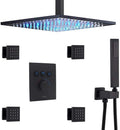 Matte Black Thermostatic Brass Shower Faucet Combo Set Y714196