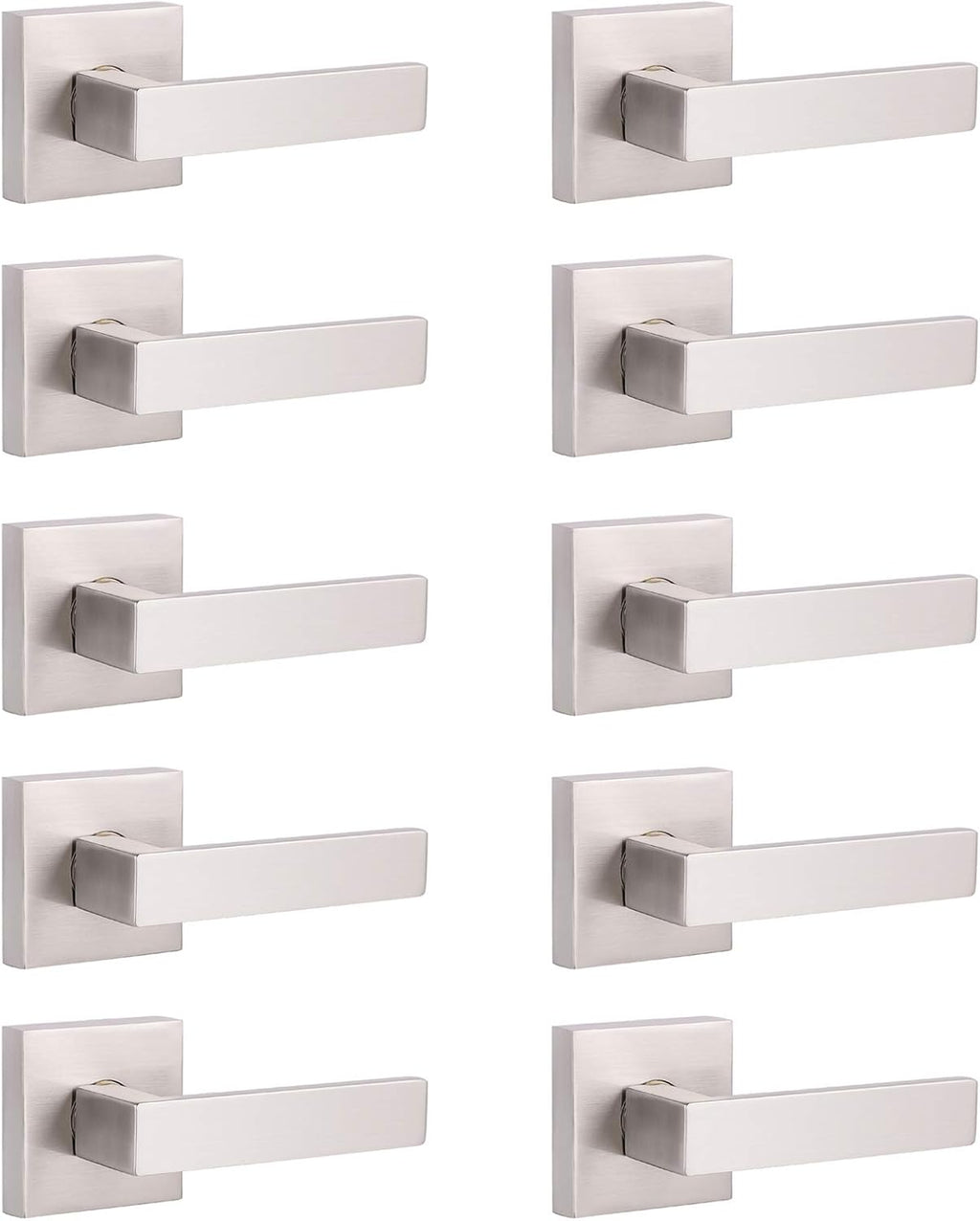 5 Pack Satin Nickel Square Door Levers with Privacy Lock E788709