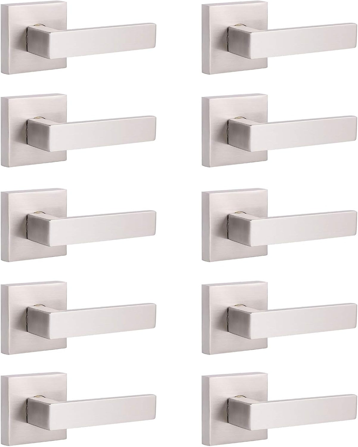 5 Pack Satin Nickel Square Door Levers with Privacy Lock E788709