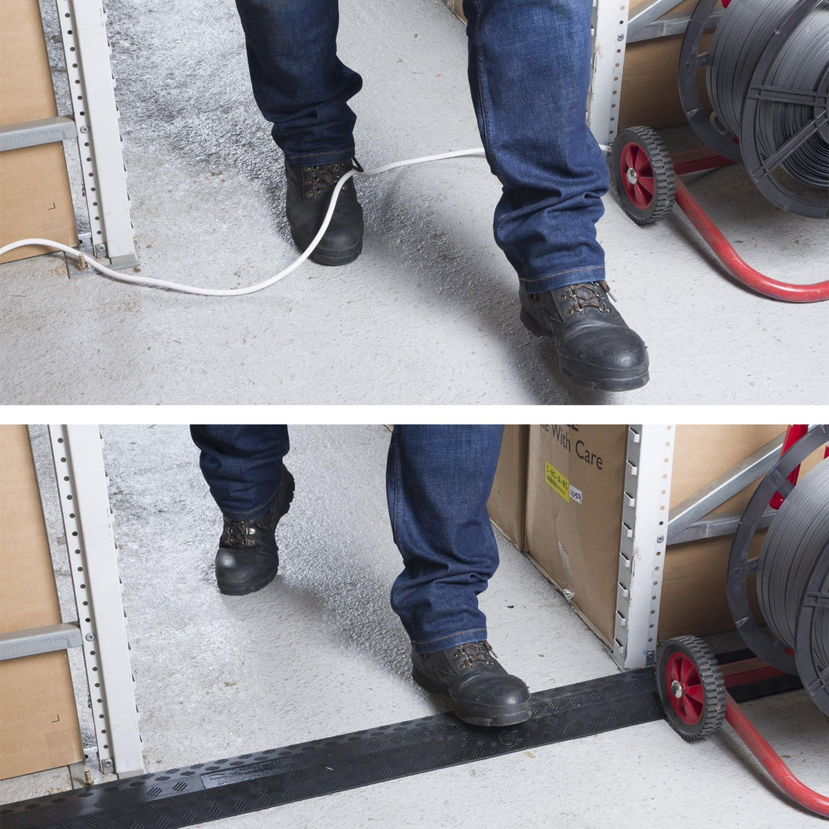 Heavy Duty Single Channel Cable Protector, 30in Length, Black Y141189