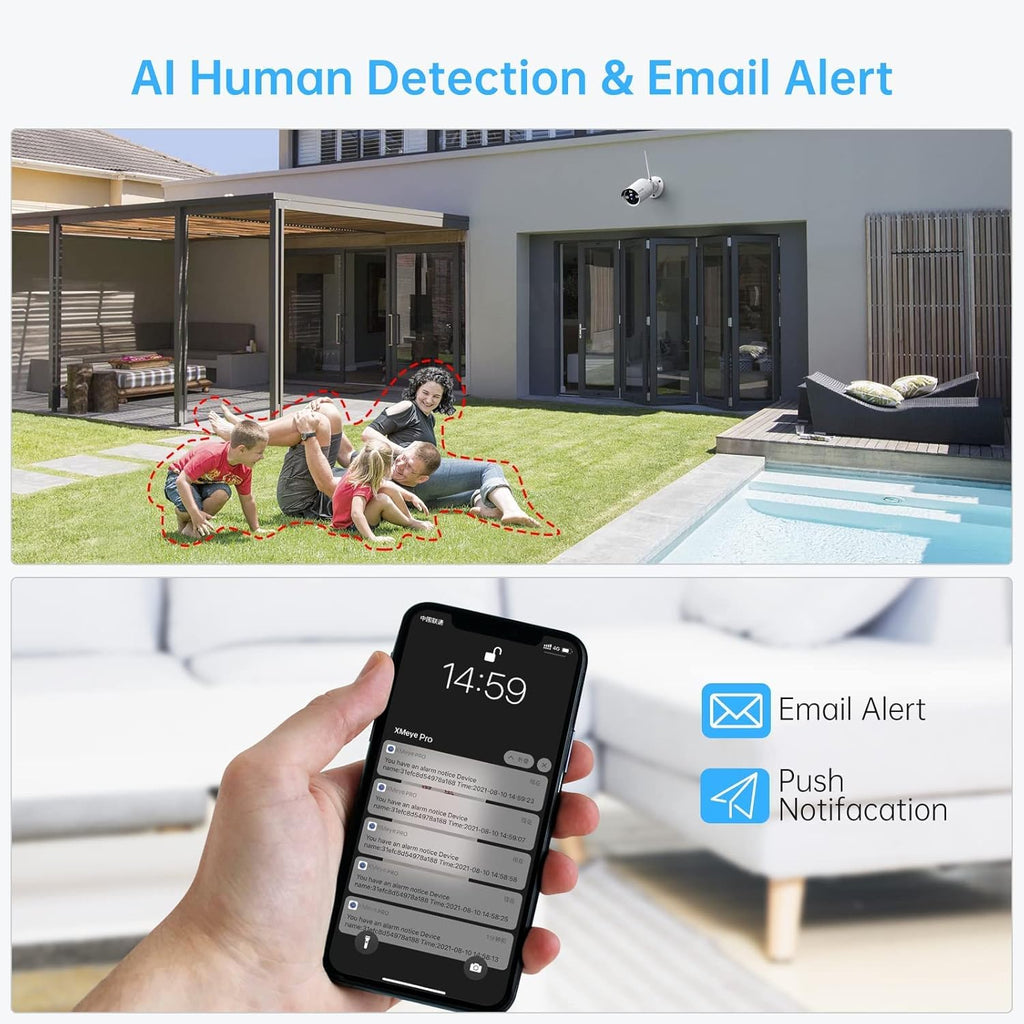 4pcs 3MP Wireless Security Camera System with Audio, Night Vision M172