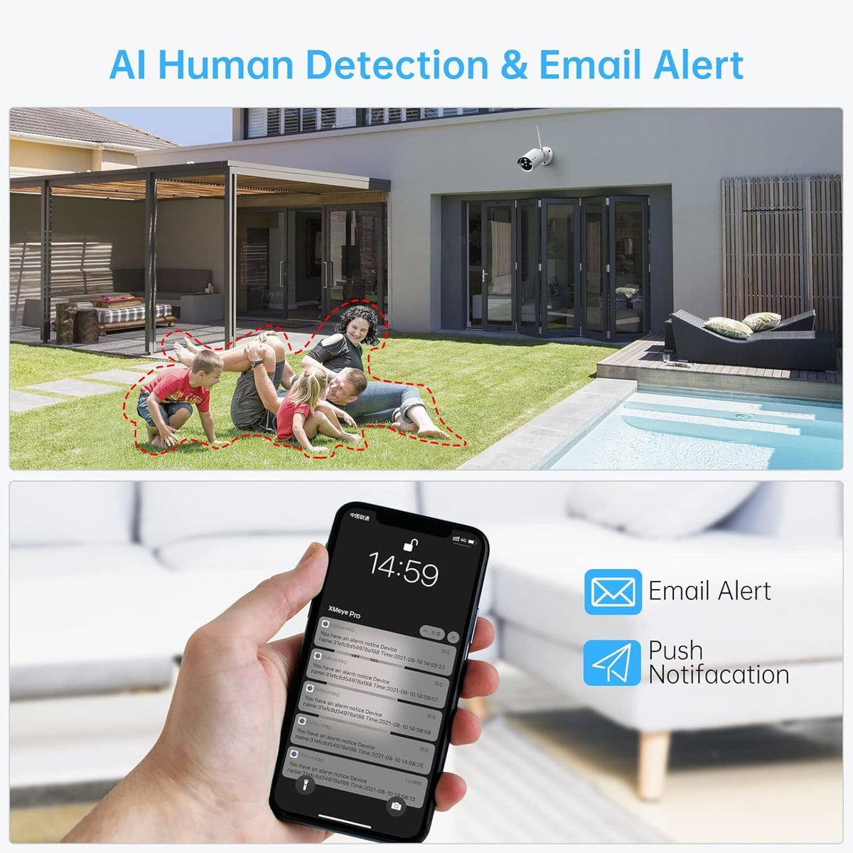 4pcs 3MP Wireless Security Camera System with Audio, Night Vision M172
