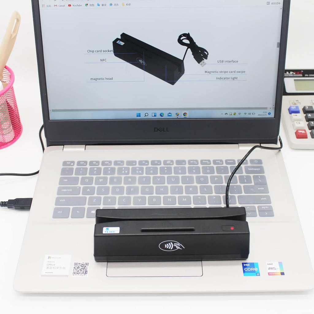USB 4 in 1 Magnetic Card Reader with EMV Chip, PSAM, NFC Card Reader Writer F1020