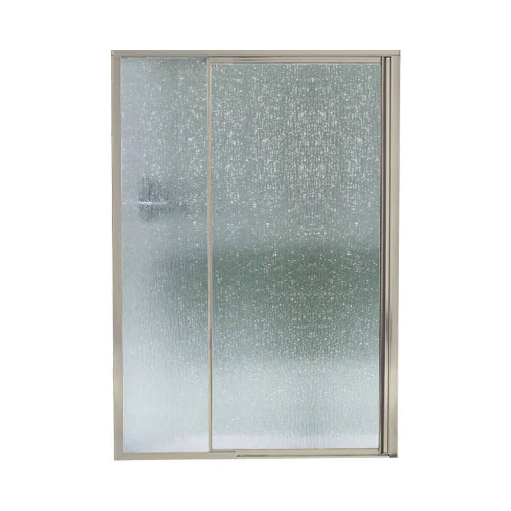 Framed Pivot Shower Door Nickel with Rain Glass Pattern V523