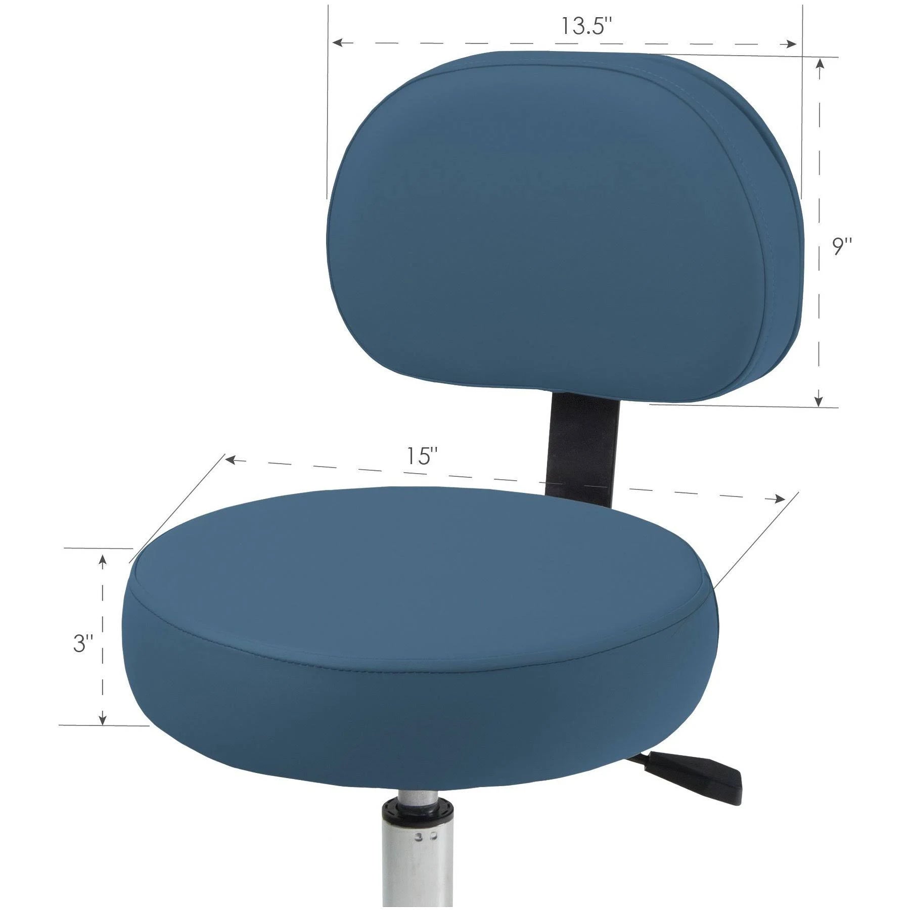 Pneumatic Massage Rolling Stool with Backrest K649010