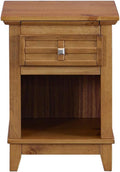 Teak Finish Wood Nightstand with Drawer and Pull-Out Tray V286463
