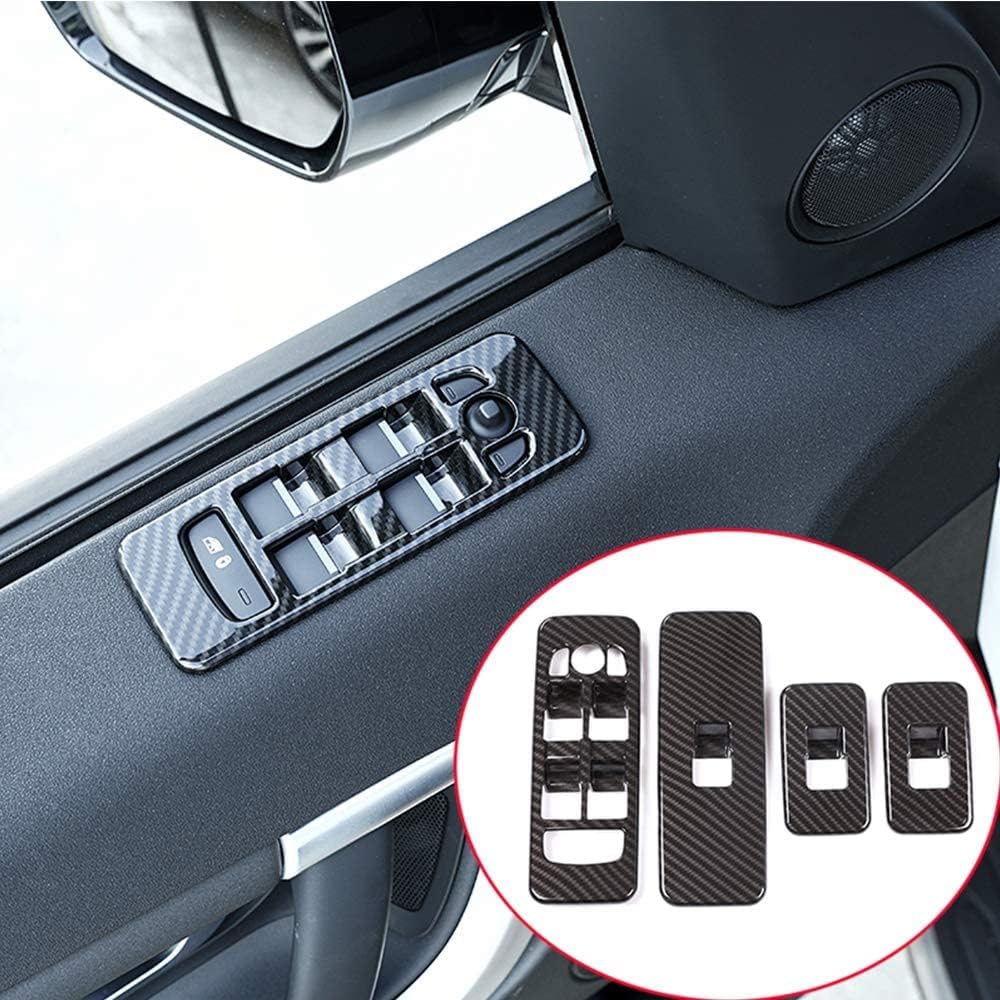 Carbon Black ABS Chrome Window Lift Button Frame Trim J35909