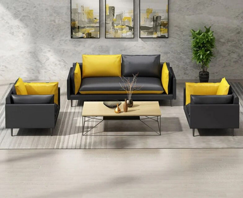 Leather Office Sofa Three Person Tea Table Combination Suit D6579