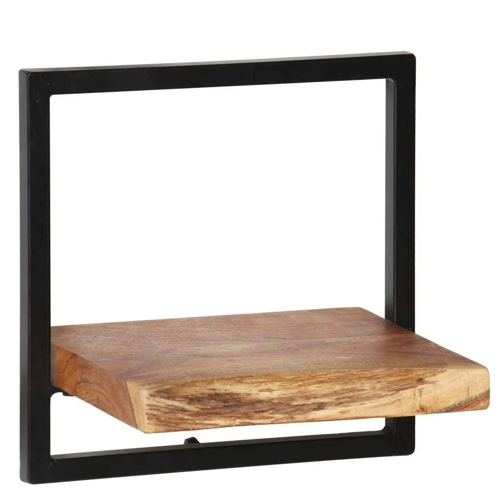 5 Piece Solid Acacia Wood and Steel Wall Shelf Set R660615