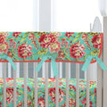 Coral and Teal Floral Crib Rail Cover B80424