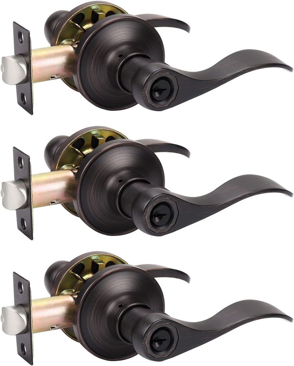 6 Pack Oil Rubbed Bronze Passage Door Levers D2982