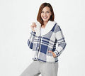 Royal Plaid Shearling Cardi I300736
