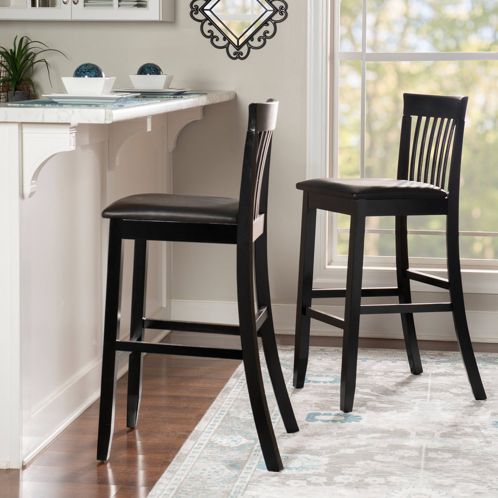 Black Slat Back Bar Stool E756